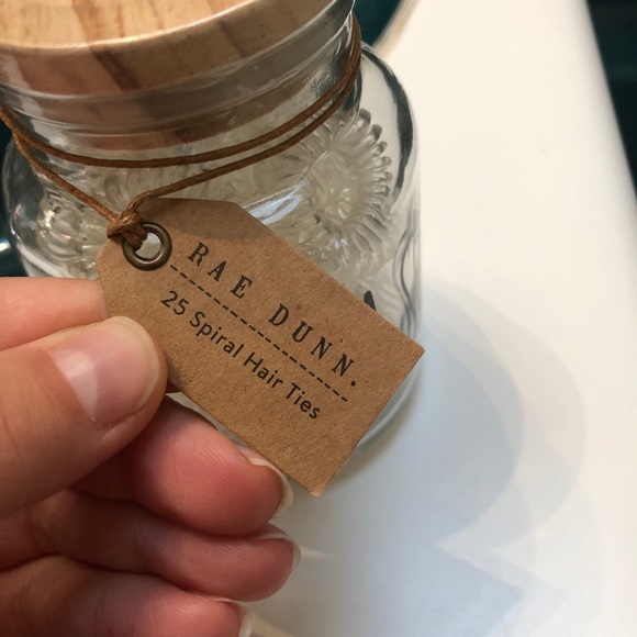 NEW RAE DUNN STASH JAR WITH SPIRAL HAIR TIES - Picture 3 of 4